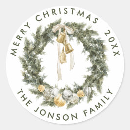 Eleganter Bohemischer Weihnachtskranz Gruß Runder Aufkleber
