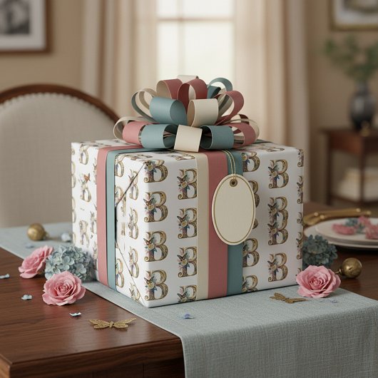 Eleganter böhmischer Blumenbrief B Geschenkpapier
