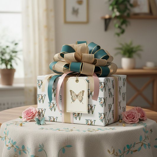 Eleganter böhmischer Blumenbrief W Geschenkpapier