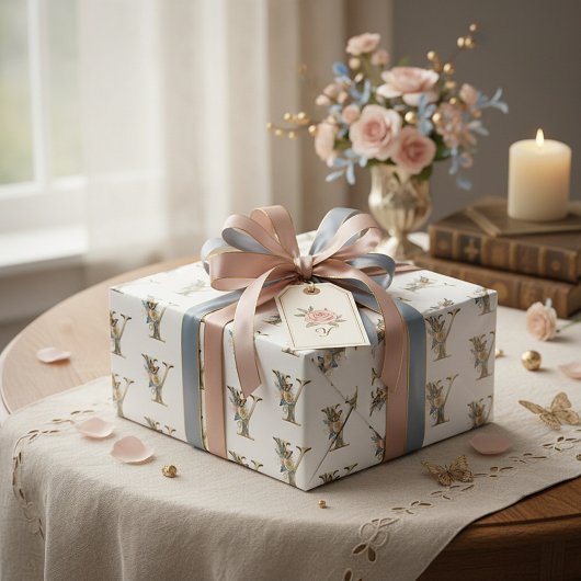 Eleganter böhmischer Blumenbrief Y Geschenkpapier