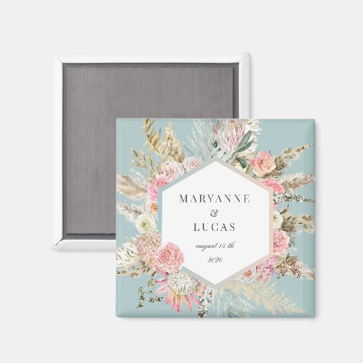 eleganter böhmischer Monogram-Magnet Magnet (Vorderseite/Rückseite)