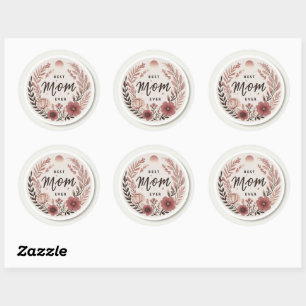 Eleganter Boho Beste Mama Ever Sticker - Rosa Flor