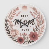 Eleganter Boho-Bester-Mutter-aller-Zeiten-Aufklebe Große Wanduhr (Vorderseite)
