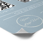 Eleganter boho blue 2 QR Code Business Scan zur Za Poster (Ecke)