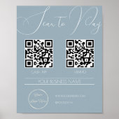 Eleganter boho blue 2 QR Code Business Scan zur Za Poster (Vorne)