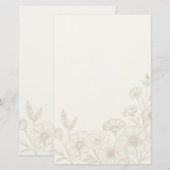 Eleganter Boho-Blumen-Linienkunst-Rahmenhintergrun Briefpapier (Vorne/Hinten)