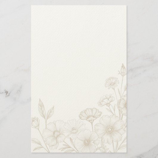 Eleganter Boho-Blumen-Linienkunst-Rahmenhintergrun Briefpapier (Vorderseite)
