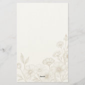 Eleganter Boho-Blumen-Linienkunst-Rahmenhintergrun Briefpapier (Rückseite)