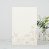 Eleganter Boho-Blumen-Linienkunst-Rahmenhintergrun Briefpapier (Stehend Vorderseite)