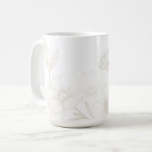 Eleganter Boho-Blumen-Linienkunst-Rahmenhintergrun Kaffeetasse (Vorderseite Links)