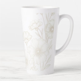 Eleganter Boho-Blumen-Linienkunst-Rahmenhintergrun Milchtasse