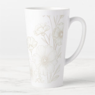 Eleganter Boho-Blumen-Linienkunst-Rahmenhintergrun Milchtasse