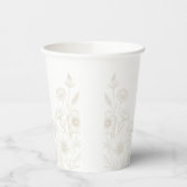 Eleganter Boho-Blumen-Linienkunst-Rahmenhintergrun Pappbecher (Links)