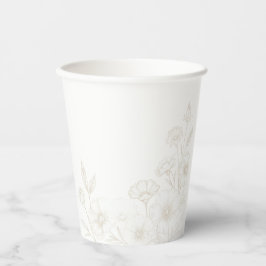 Eleganter Boho-Blumen-Linienkunst-Rahmenhintergrun Pappbecher