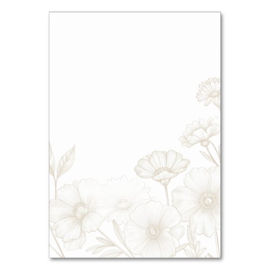Eleganter Boho-Blumen-Linienkunst-Rahmenhintergrun Tischnummer (Vorderseite)