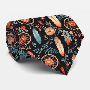 Eleganter Boho-Blumen-Traumfänger gekachelt  Krawatte