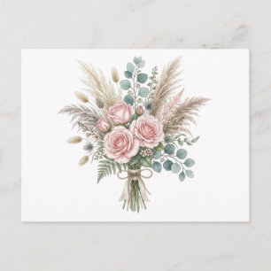 Eleganter Boho-Blumenstrauß Rosafarbene Rose Hochz Feiertagspostkarte