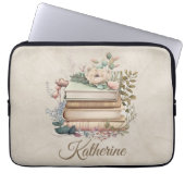 Eleganter Boho-Buchstapel Floral Name Laptopschutzhülle (Vorderseite)