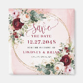 Eleganter Boho-Burgunder-Rosa-Gold-Blumenmagnet Magnet (Vorne)