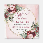 Eleganter Boho-Burgunder-Rosa-Gold-Blumenmagnet Magnet (Vorne)