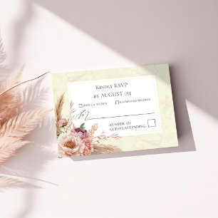 Eleganter Boho Chic floral rosafarbenes RSVP Karte