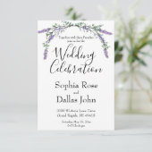 Eleganter boho chic Lavender und Eucalyptus Einladung (Stehend Vorderseite)