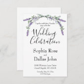 Eleganter boho chic Lavender und Eucalyptus Einladung (Vorne/Hinten)