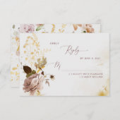 Eleganter Boho Fall Goldfolie Hochzeit RSVP Karte (Vorne/Hinten)
