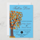 Eleganter Boho Fall in Liebe Tree Blaue Herbsthoch Einladung (Vorderseite)