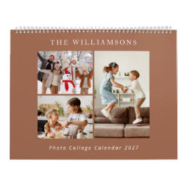 Eleganter Boho-Familienfoto-Kollagen-Kalender Kalender