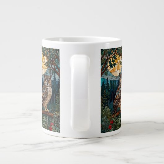 Eleganter Boho-Fleck-Glasuhwald Jumbo-Tasse (Rückseite)