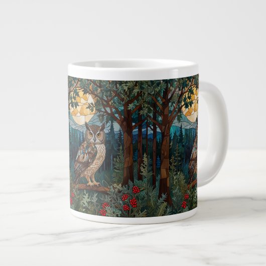 Eleganter Boho-Fleck-Glasuhwald Jumbo-Tasse (Vorderseite Rechts)