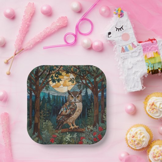 Eleganter Boho-Fleck-Glasuhwald Pappteller (Party)