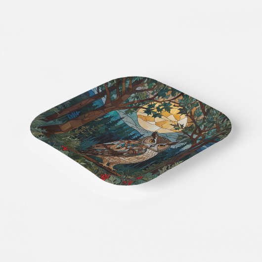 Eleganter Boho-Fleck-Glasuhwald Pappteller (Gewinkelt)