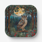 Eleganter Boho-Fleck-Glasuhwald Pappteller (Vorderseite)