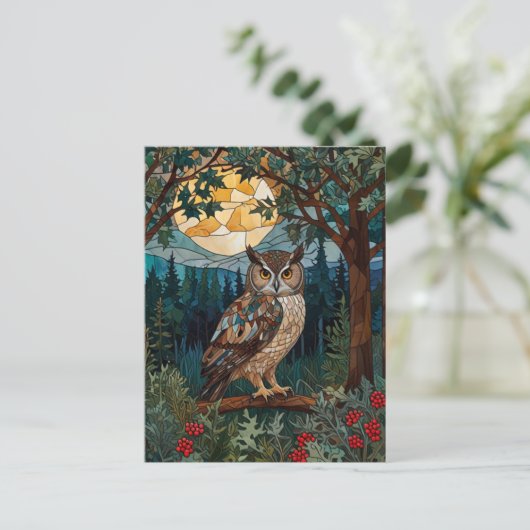 Eleganter Boho-Fleck-Glasuhwald Postkarte (Stehend Vorderseite)