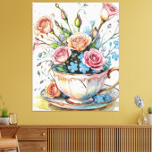 Eleganter Boho Floral Art gedehnte Leinwand Druck (Insitu (Wohnzimmer))