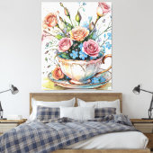 Eleganter Boho Floral Art gedehnte Leinwand Druck (Insitu (Schlafzimmer))