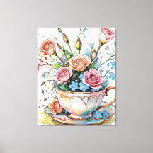 Eleganter Boho Floral Art gedehnte Leinwand Druck