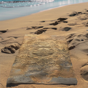Eleganter Boho-Goldmandala Strandtuch