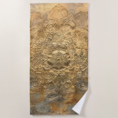 Eleganter Boho-Goldmandala Strandtuch (Vorderseite)