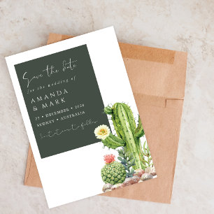Eleganter Boho-Kaktus-Wüsten-Sukkulenten Save-the- Save The Date