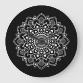 Eleganter Boho-Mandala  Große Wanduhr (Vorderseite)