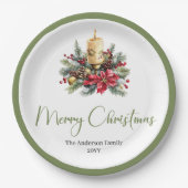 Eleganter Boho-Neutralfarben-Weihnachtskranzteller Pappteller (Vorderseite)