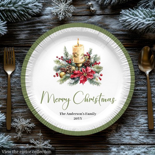 Eleganter Boho-Neutralfarben-Weihnachtskranzteller Pappteller