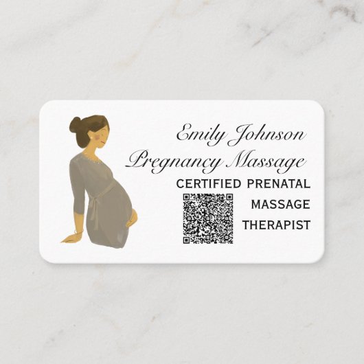 Eleganter Boho Prenatal Massage Therapist QR Code Visitenkarte (Vorderseite)