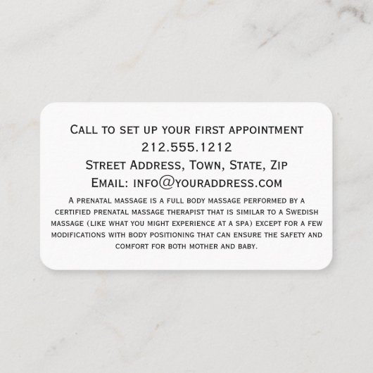 Eleganter Boho Prenatal Massage Therapist QR Code Visitenkarte (Rückseite)