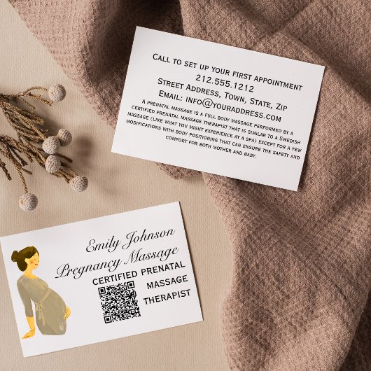 Eleganter Boho Prenatal Massage Therapist QR Code Visitenkarte