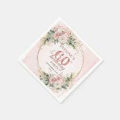 Eleganter Boho-Staubrosa-Blumenrahmen 60. Geburtst Serviette (Ecke)