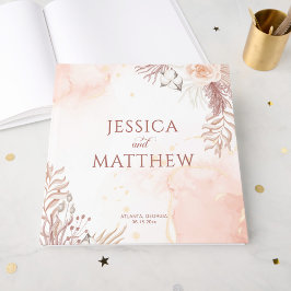 Eleganter Boho Style Rosa Rose Floral Willkommen Gästebuch